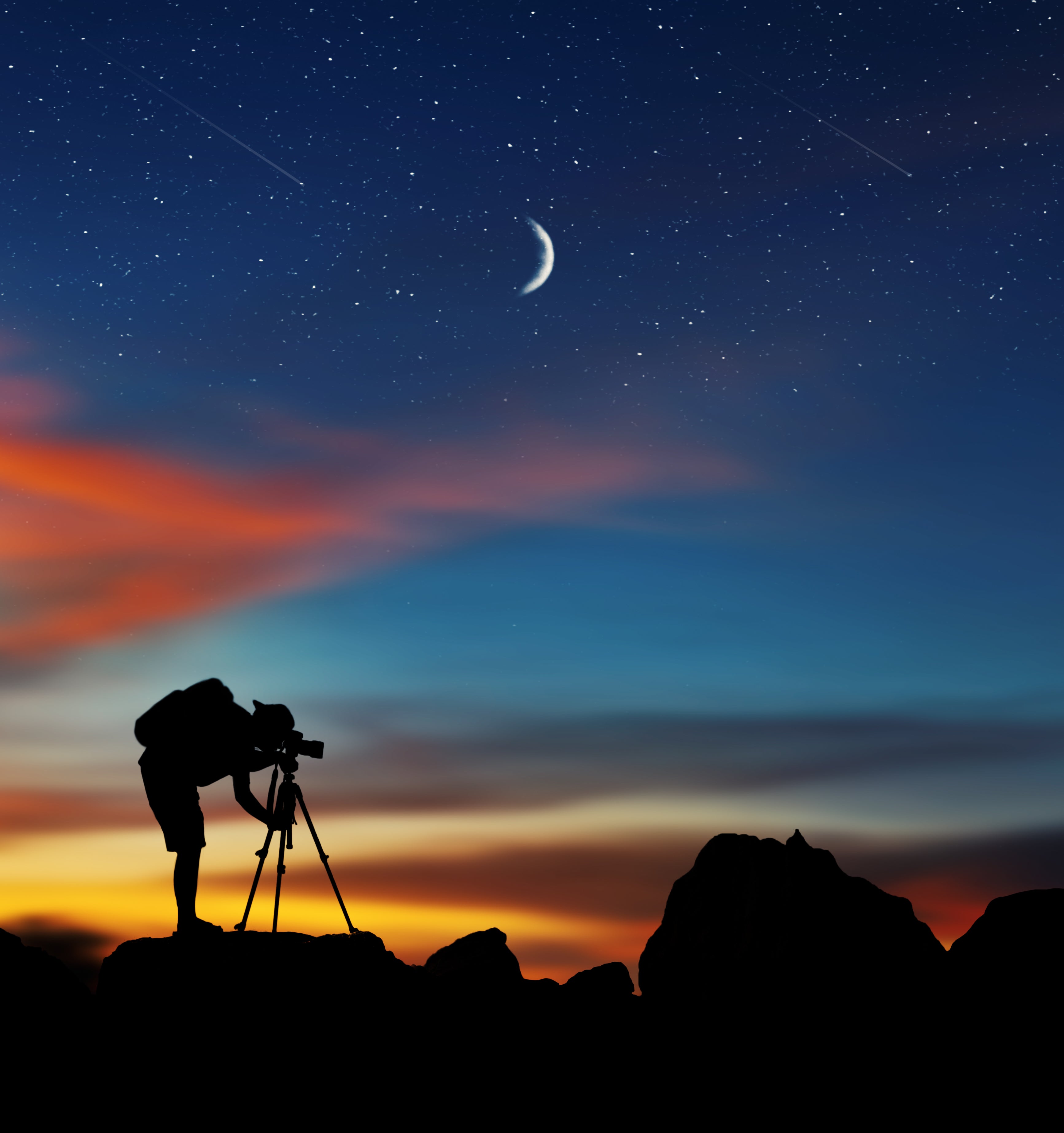 telescope with moon