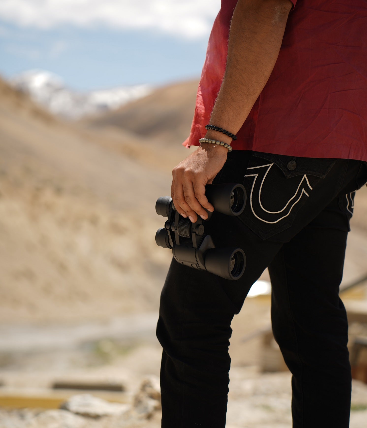 Men with binoculars